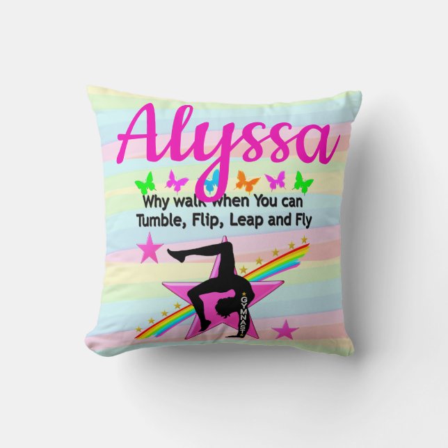 TUMBLING GYMNASTICS QUOTE DESIGN THROW PILLOW (Front)