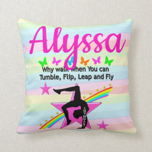 TUMBLING GYMNASTICS QUOTE DESIGN THROW PILLOW