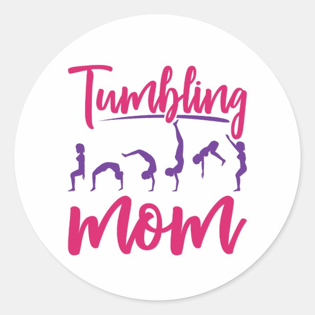 Tumbling Mom Gymnastics Mother Classic Round Sticker (Front)