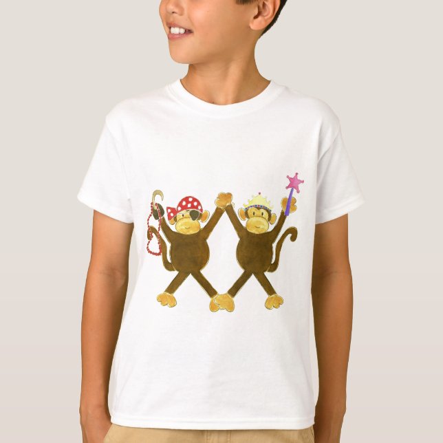Tumbling Monkey Princess & Monkey Pirate T-Shirt (Front)