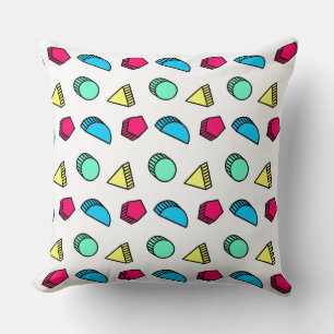 Tumbling Neo Memphis Style Shapes Pattern 02 Throw Pillow