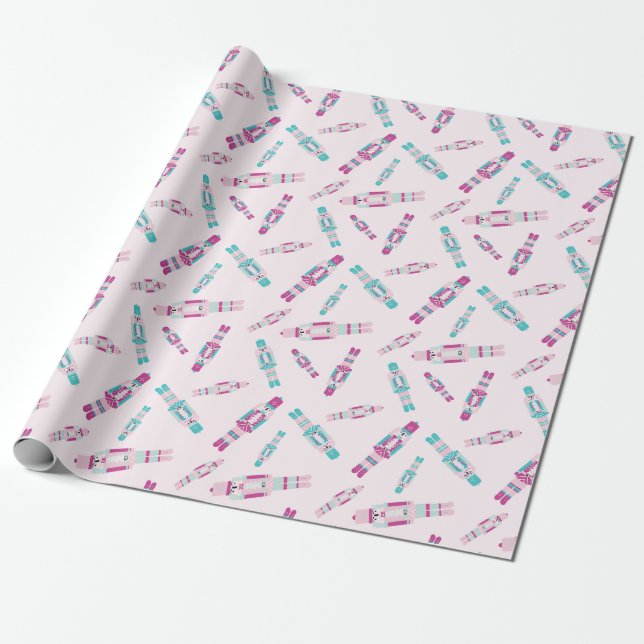 Tumbling Nutcracker Wrapping Paper Roll (Unrolled)