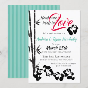 Tumbling Panda Baby Shower Invitation