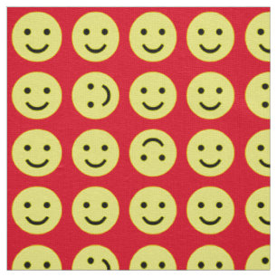 Tumbling Smileys - Yellow Black and Red Fabric