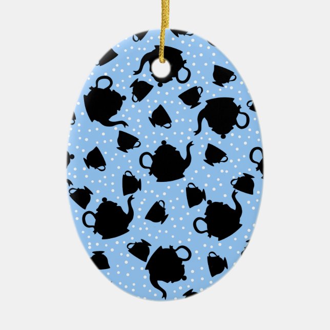 Tumbling Tea Party Ceramic Ornament (Front)