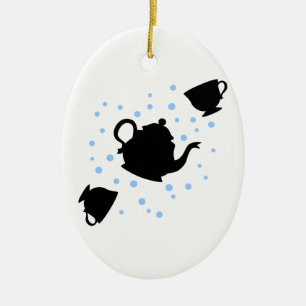 Tumbling Tea Party Ceramic Ornament