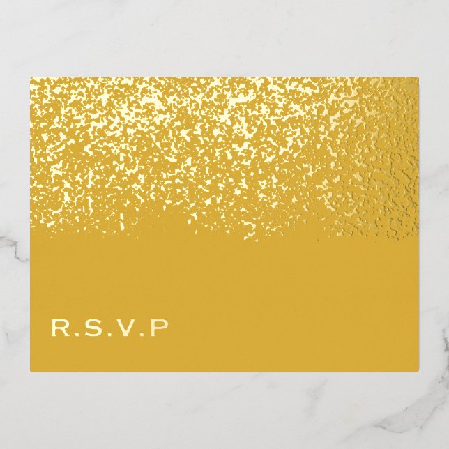 Tumeric and Gold Foil Wedding RSVP Foil Holiday Postcard (Front)