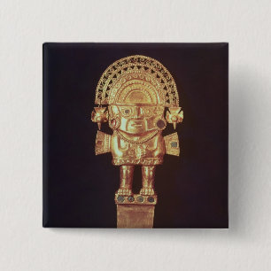 Tumi or ceremonial knife in shape of Naylamp 2 Inch Square Button