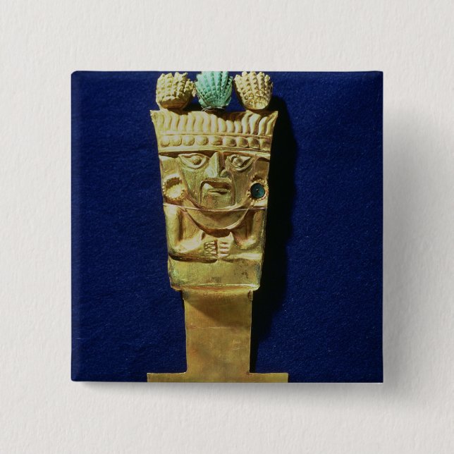 Tumi or ceremonial knife in the shape of 2 inch square button (Front)