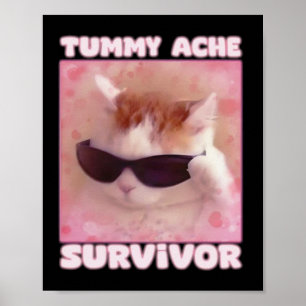 Tummy Ache Survivor Cat Funny  Poster