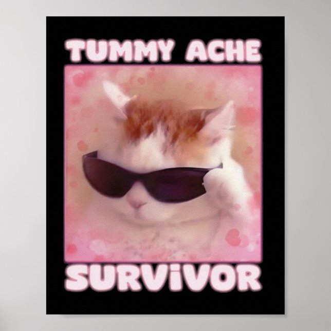 Tummy Ache Survivor Cat Funny  Poster (Front)