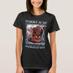 Tummy ache survivor funny cat meme survived today' T-Shirt