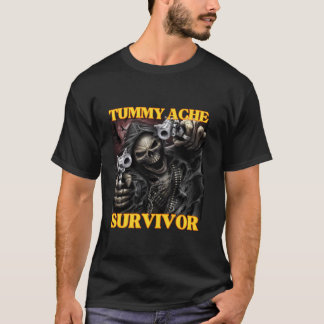 Tummy Ache Survivor Funny Cool Edgy Hard Skeleton T-Shirt