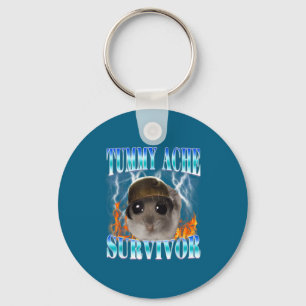 Tummy Ache Survivor Hamster Meme Funny Saying Hams Keychain