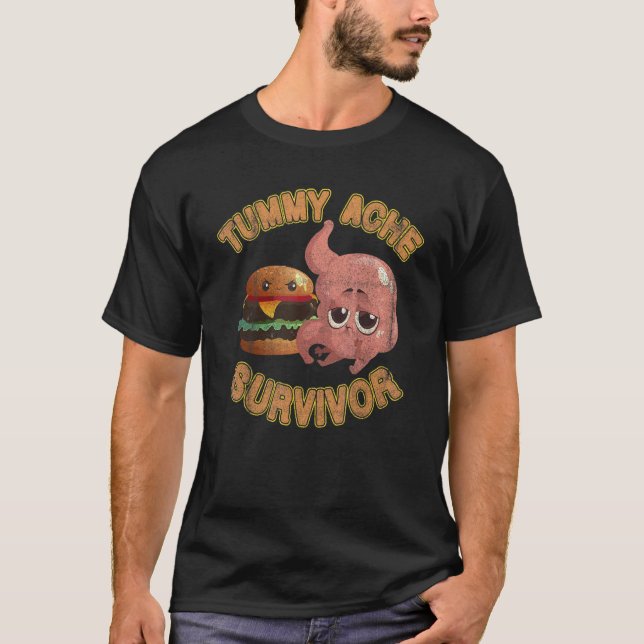 Tummy Ache Survivor Vintage Retro T-Shirt (Front)