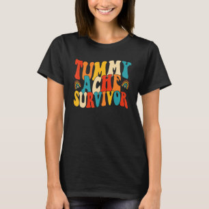 Tummy Ache Survivor Women Stomachache Girls Rainbo T-Shirt
