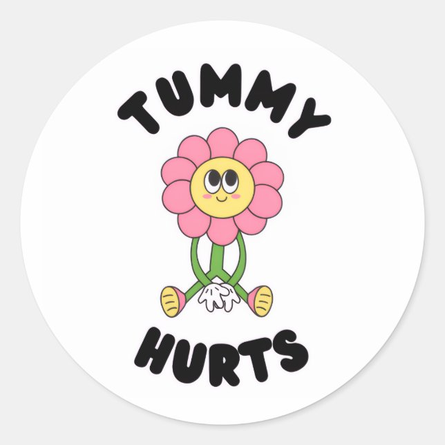 'Tummy Hurts' Cute Funny Health Awareness Sticker (Front)
