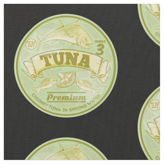 Tuna can pop art tinned fish fabric (Close Up)