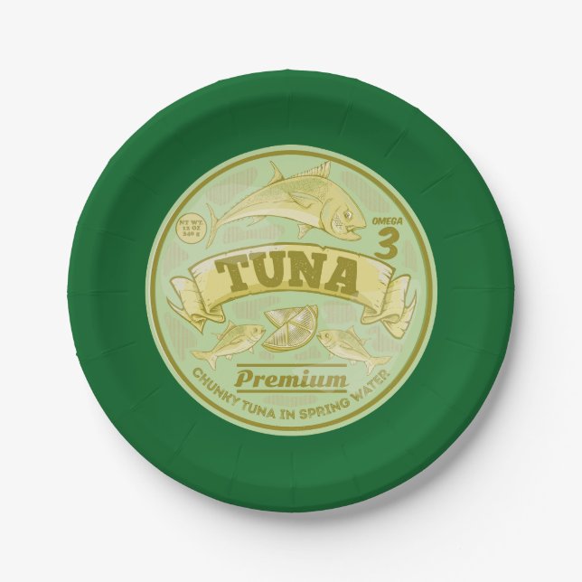 Tuna can pop art tinned fish paper plate (Front)