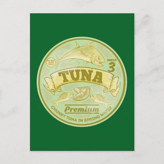 Tuna can pop art tinned fish postcard (Front)