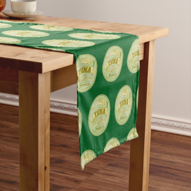 Tuna can pop art tinned fish short table runner (In Situ)