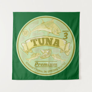 Tuna can pop art tinned fish tapestry