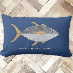Tuna Fish Boat Name Lumbar Pillow<br><div class="desc">Fun Tuna fish with a cheeky smile,  perfect for your boat or beach house.  Original art by Nic Squirrell. Change the boat name or text to personalize.</div>