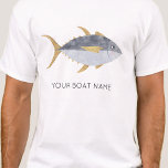 Tuna Fish Boat Name T-Shirt<br><div class="desc">Fun Tuna fish with a cheeky smile,  perfect for those who like fish,  food and fishing.  Original art by Nic Squirrell. Change the boat name or text to personalize.</div>