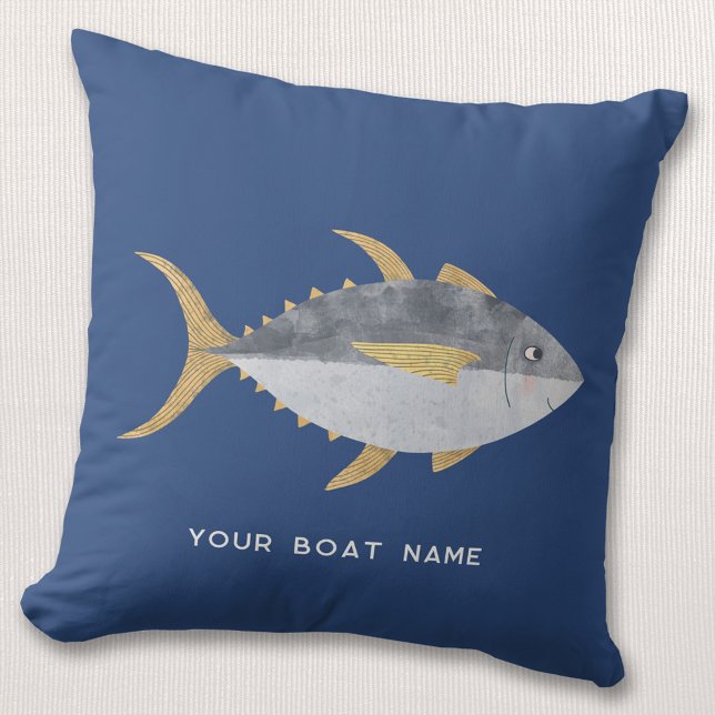 Tuna Fish Boat Name Throw Pillow (Creator Uploaded)