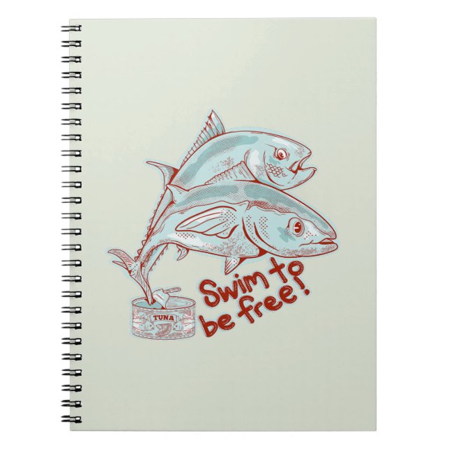 Tuna Fish esacping a tin Notebook (Front)