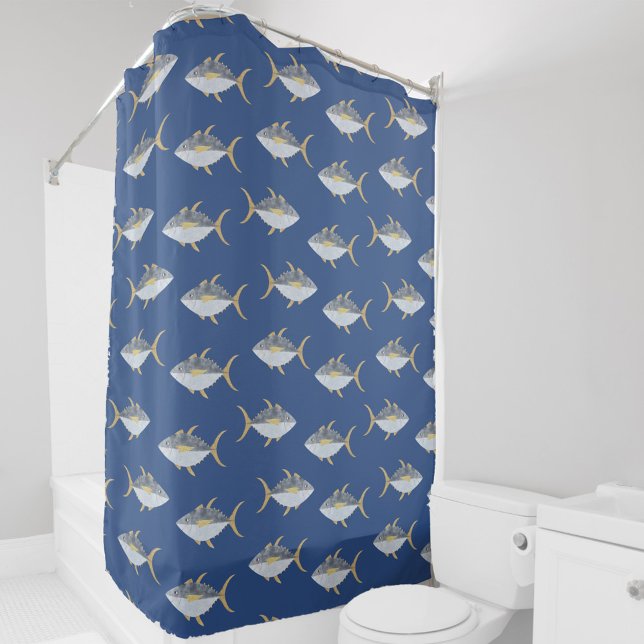 Tuna Fish Pattern (Fun Yellowfin Tuna fish pattern shower curtain)