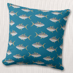 Tuna Fish Pattern Throw Pillow<br><div class="desc">Fun pattern of Tuna fish with a cheeky smile, perfect for those who love fish, food and fishing. Original art by Nic Squirrell.</div>