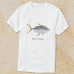 Tuna Fish Personalized T-Shirt<br><div class="desc">Fun Tuna fish with a cheeky smile, perfect for those who like fish, food and fishing. Original art by Nic Squirrell. Change the name or text to personalize.</div>