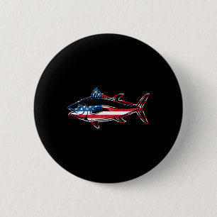 Tuna Fishing American Flag Giant Bluefin Fish Fish 2 Inch Round Button