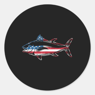Tuna Fishing American Flag Giant Bluefin Fish Fish Classic Round Sticker