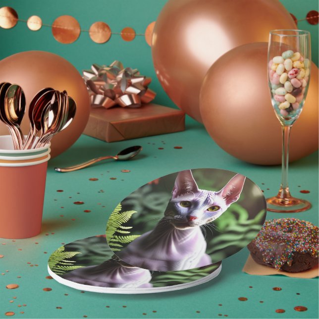 "Tuna the Hairless Cat: Sleek and Silky"  Paper Plate (Multi)