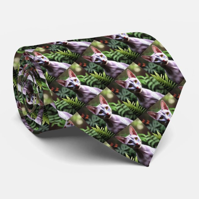 Tuna The Hairless Sphynx Cat, Neck Tie (Rolled)