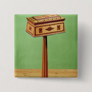 Tunbridge-ware tea poy 2 inch square button