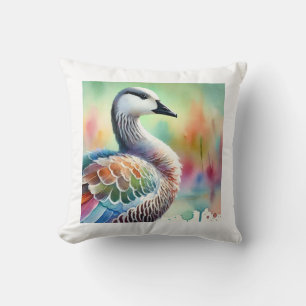 Tundra Bean Goose 200824AREF144 - Watercolor Throw Pillow