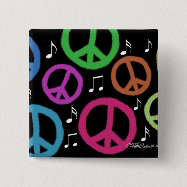 Tune in to Peace! 2 Inch Square Button (Front)