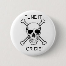 Tune It Or Die Black on White Skull