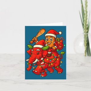Tung Tung Sahur Riding Elephant Christmas Italian  Card
