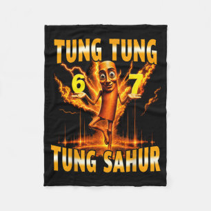 Tung Tung Tung Sahur Is Calling 67 Six Seven Meme Fleece Blanket