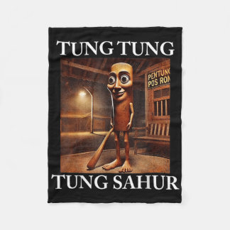 Tung Tung Tung Sahur Italian Brainrot Meme Funny  Fleece Blanket