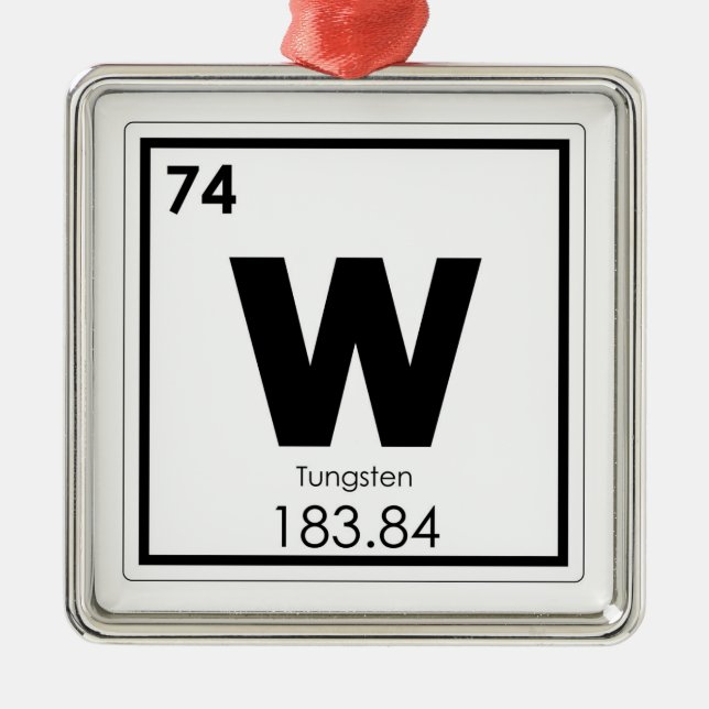 Tungsten chemical element symbol chemistry formula metal ornament (Front)