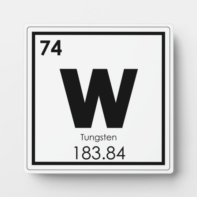 Tungsten chemical element symbol chemistry formula plaque (Front)