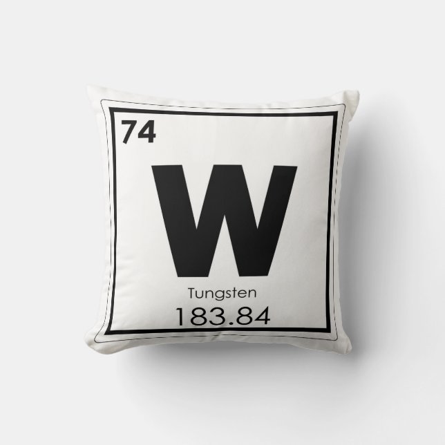 Tungsten chemical element symbol chemistry formula throw pillow (Front)