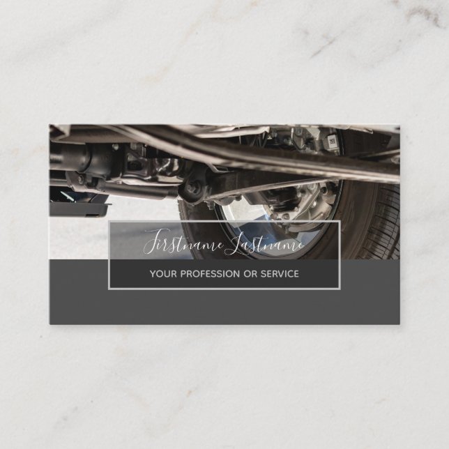 Tuning experts and mechanics car repair shop busin business card (Front)
