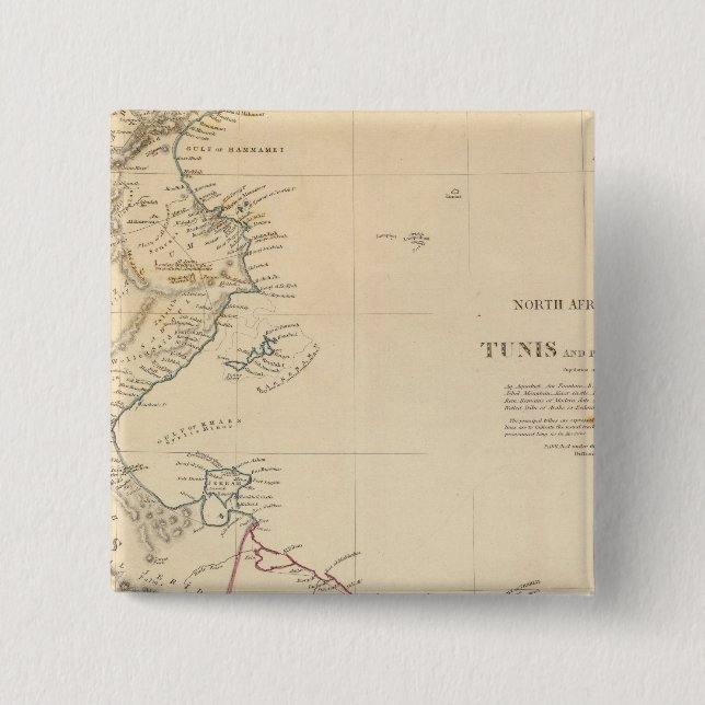 Tunis, Tripoli 2 Inch Square Button (Front)