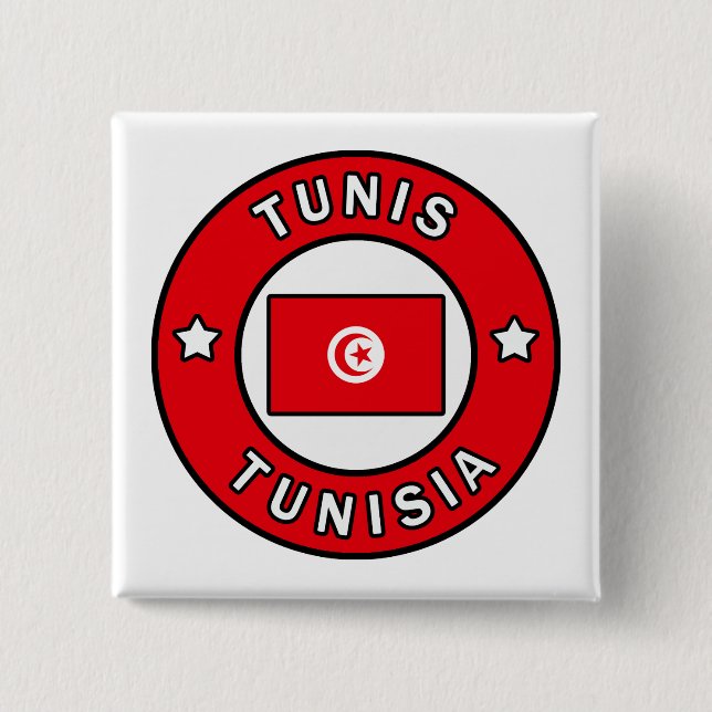 Tunis Tunisia 2 Inch Square Button (Front)